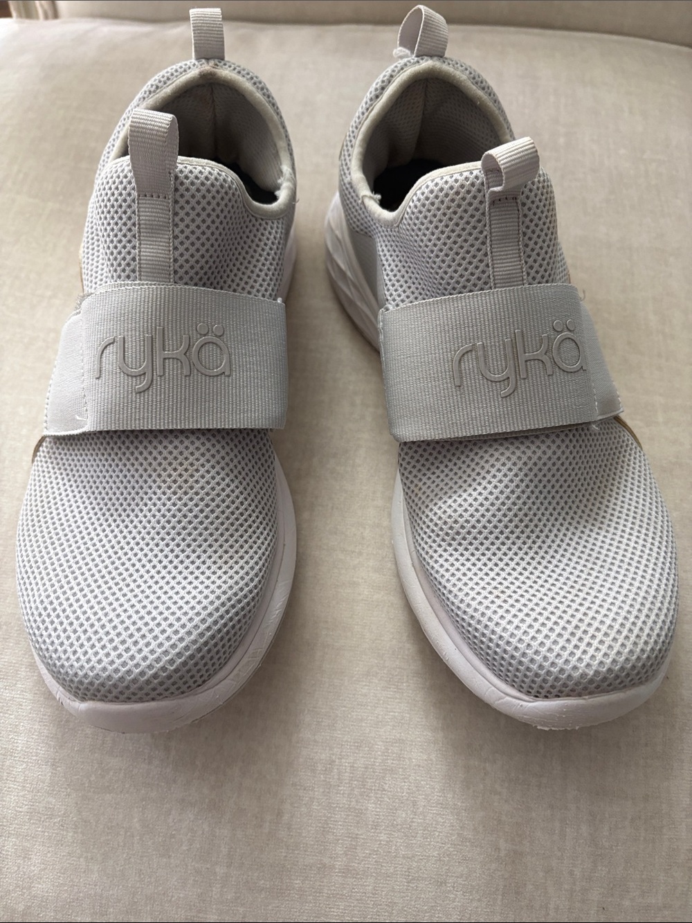 Ryka Women’s Slip-On Mesh Sneakers in Light Gray